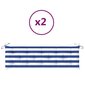 vidaXL pingipadjad 2 tk, sinise/valge triibuline, 180x50x7 cm, kangas hind ja info | Toolipadjad ja -katted | kaup24.ee