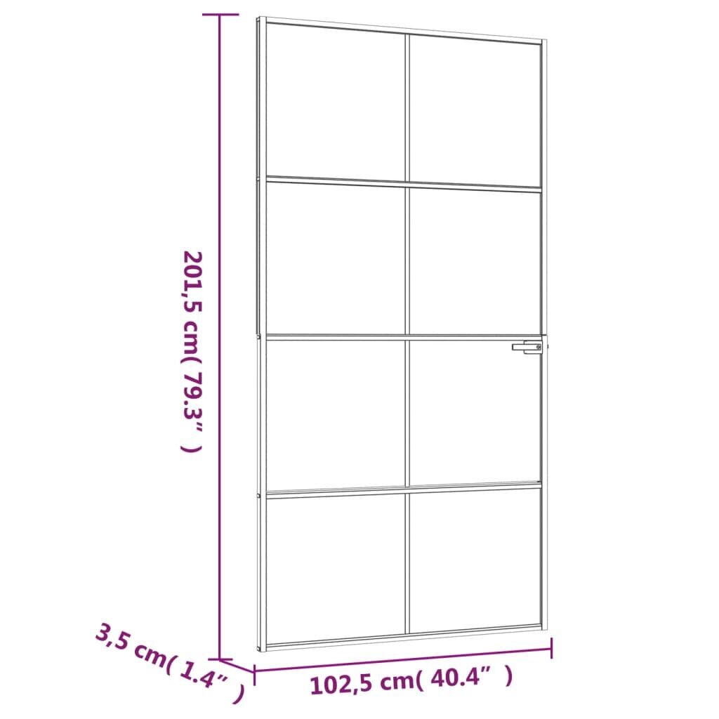 vidaXL siseuks, must, 102x201,5 cm, karastatud klaas/alumiinium, õhuke цена и информация | Siseuksed | kaup24.ee