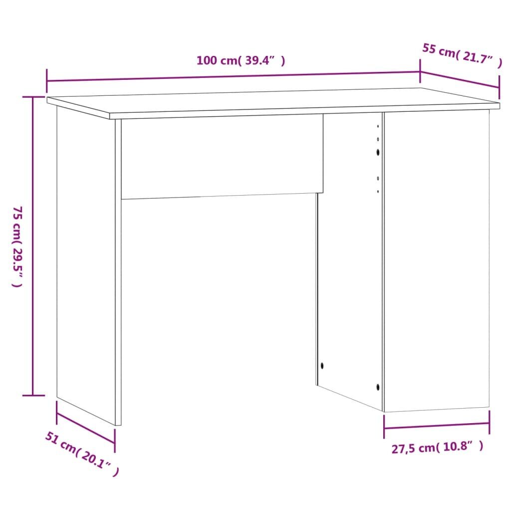 vidaXL kirjutuslaud, must, 100 x 55 x 75 cm, tehispuit hind ja info | Arvutilauad, kirjutuslauad | kaup24.ee