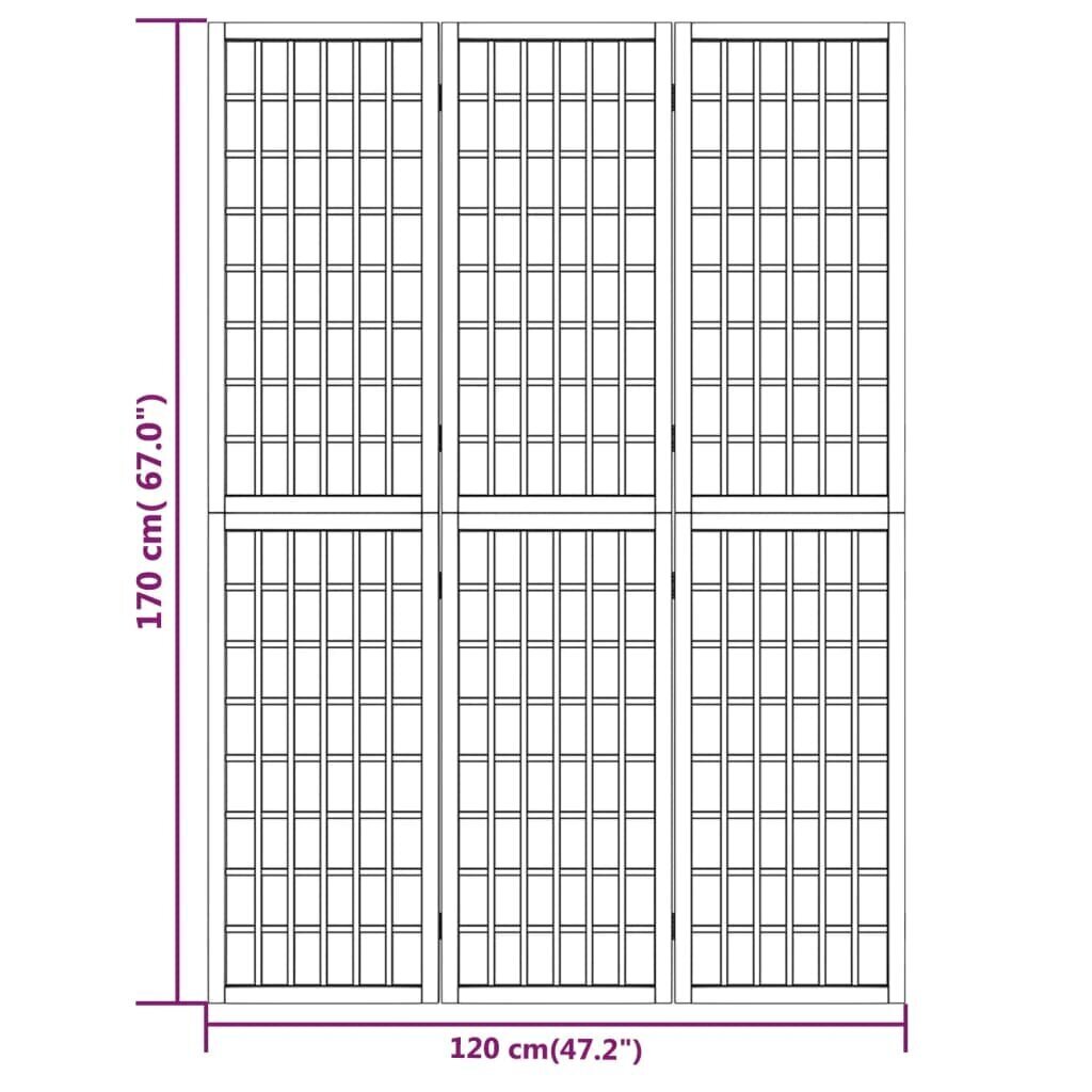 vidaXL kokkupandav 3 paneeliga sirm, Jaapani stiil, 120 x 170 cm hind ja info | Sirmid ja vaheseinad | kaup24.ee