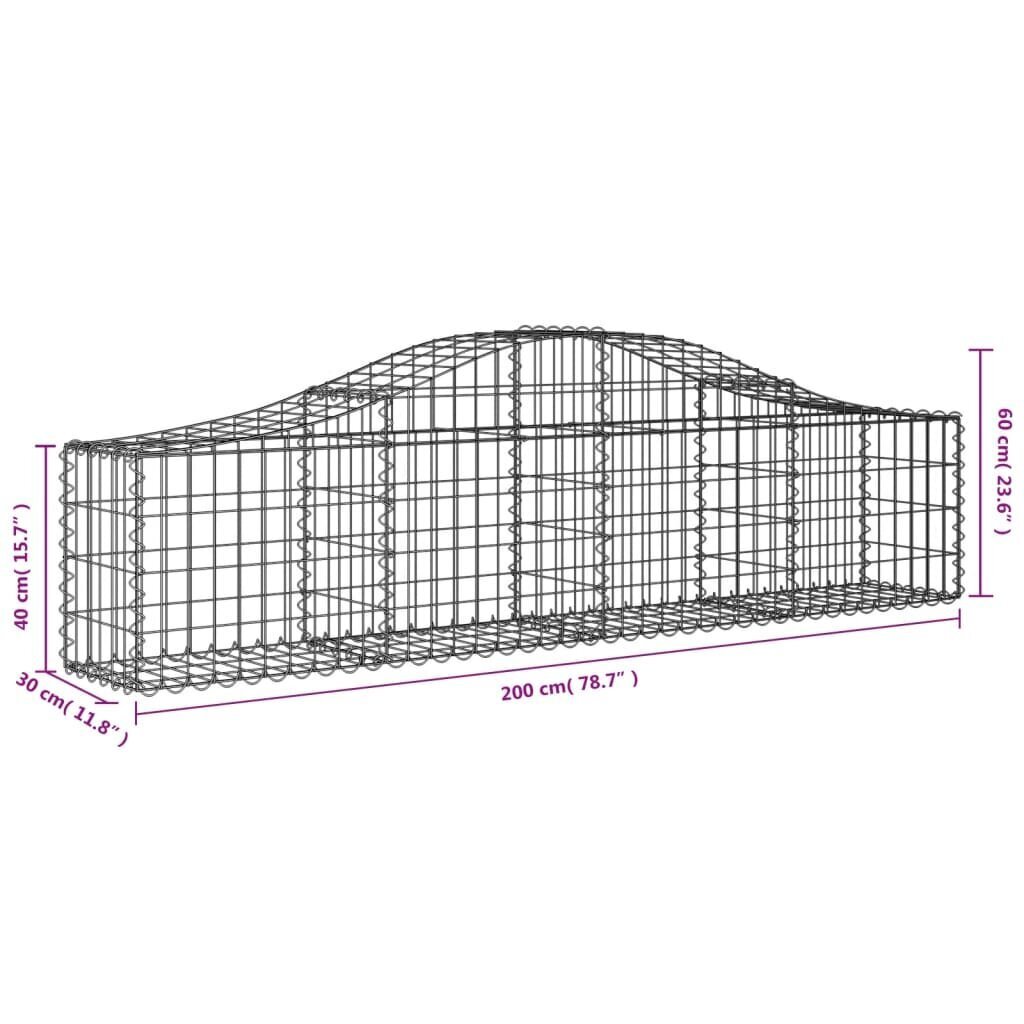 vidaXL kaarekujulised gabioonkorvid 3 tk, 200x30x40/60 cm, raud hind ja info | Aiad ja tarvikud | kaup24.ee