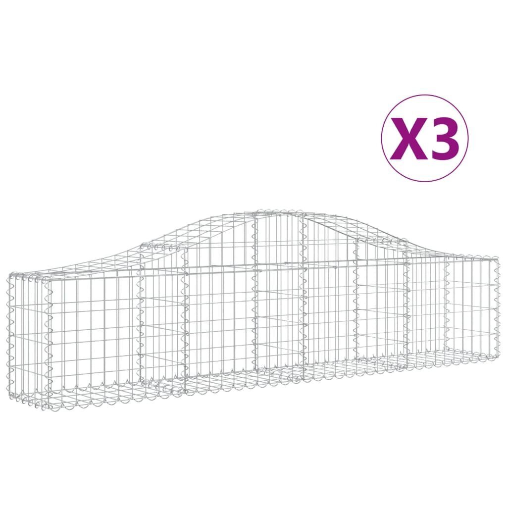 vidaXL kaarekujulised gabioonkorvid 3 tk, 200x30x40/60 cm, raud hind ja info | Aiad ja tarvikud | kaup24.ee