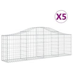 vidaXL kaarekujulised gabioonkorvid 5 tk, 200x30x60/80 cm, raud цена и информация | Заборы и принадлежности к ним | kaup24.ee