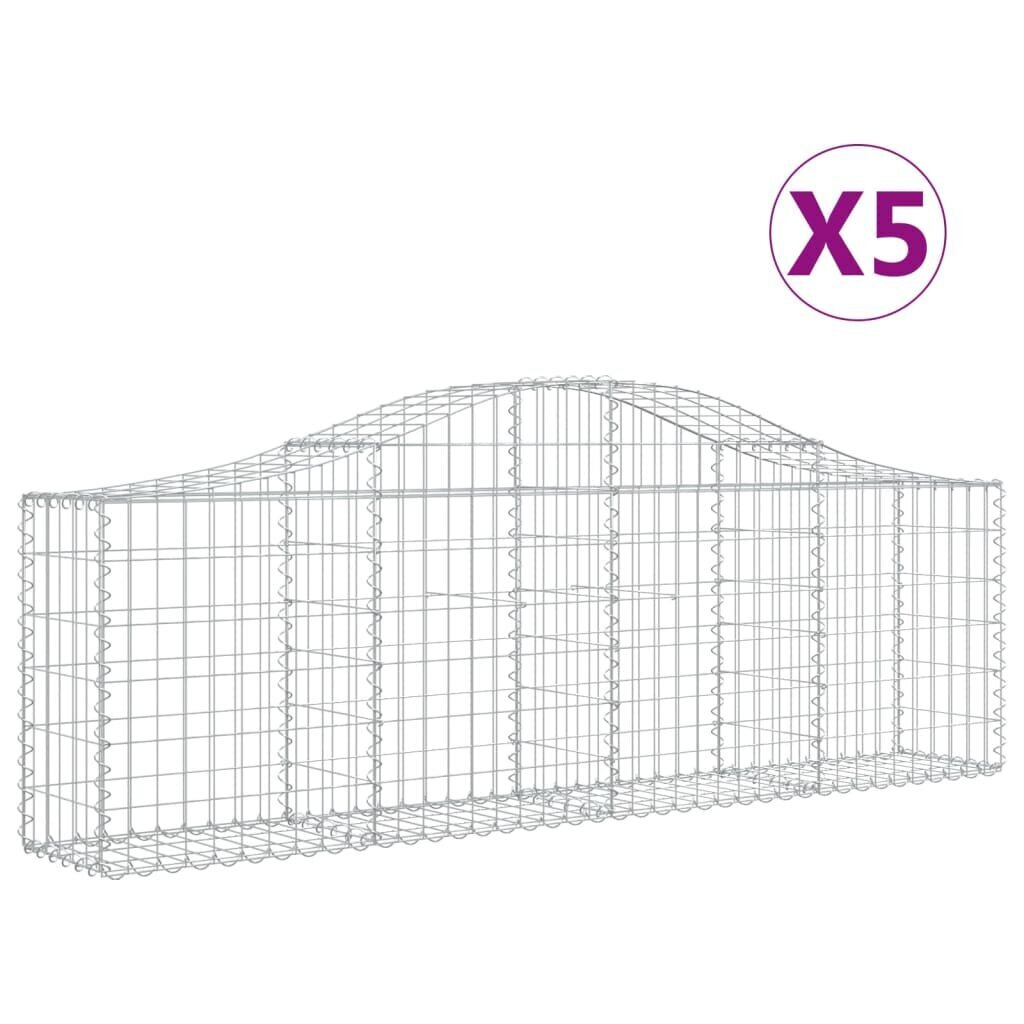 vidaXL kaarekujulised gabioonkorvid 5 tk, 200x30x60/80 cm, raud цена и информация | Aiad ja tarvikud | kaup24.ee