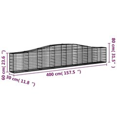vidaXL kaarekujulised gabioonkorvid 3 tk, 400x30x60/80 cm, raud hind ja info | Aiad ja tarvikud | kaup24.ee
