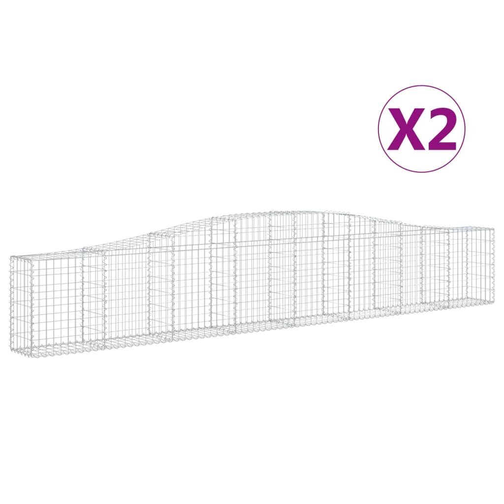 vidaXL kaarekujulised gabioonkorvid 2 tk, 400x30x60/80 cm, raud hind ja info | Aiad ja tarvikud | kaup24.ee