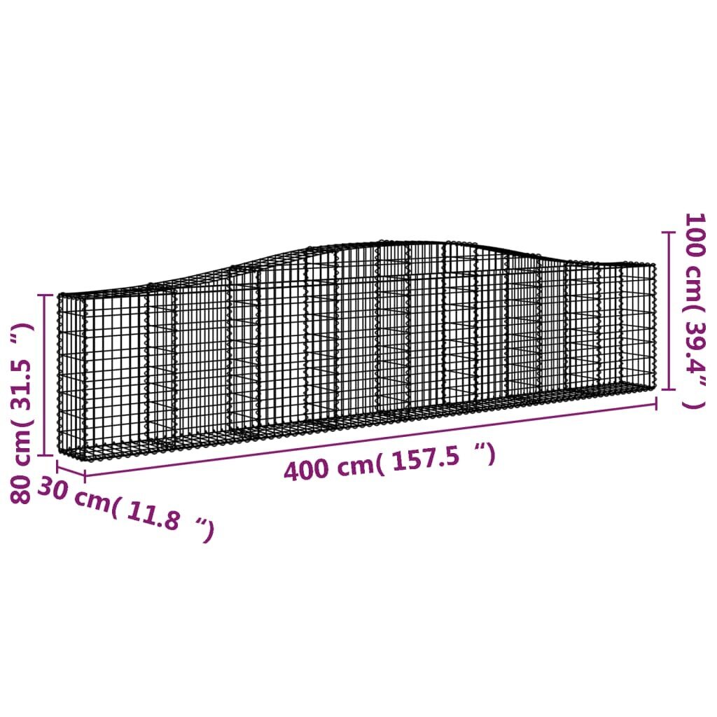 vidaXL kaarekujulised gabioonkorvid 3 tk, 400x30x80/100 cm, raud hind ja info | Aiad ja tarvikud | kaup24.ee