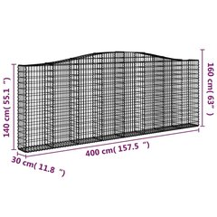 vidaXL kaarekujulised gabioonkorvid 4 tk, 400x30x140/160 cm, raud цена и информация | Заборы и принадлежности к ним | kaup24.ee