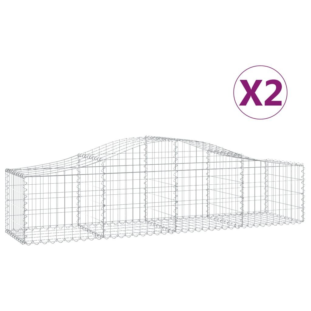 vidaXL kaarekujulised gabioonkorvid 2 tk, 200x50x40/60 cm, raud цена и информация | Aiad ja tarvikud | kaup24.ee