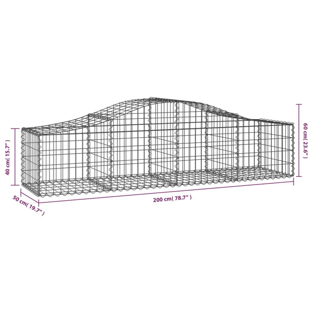 vidaXL kaarekujulised gabioonkorvid 2 tk, 200x50x40/60 cm, raud цена и информация | Aiad ja tarvikud | kaup24.ee