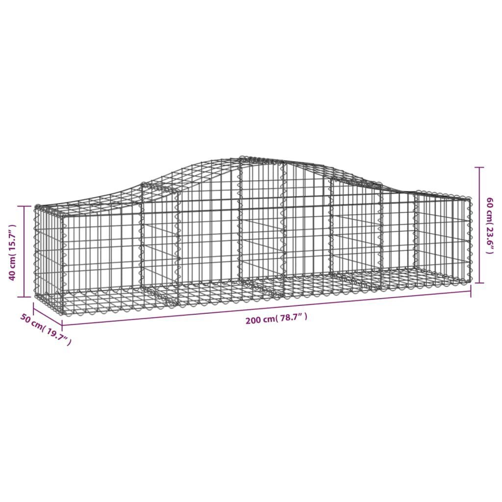 vidaXL kaarekujulised gabioonkorvid 10 tk, 200x50x40/60 cm, raud цена и информация | Aiad ja tarvikud | kaup24.ee