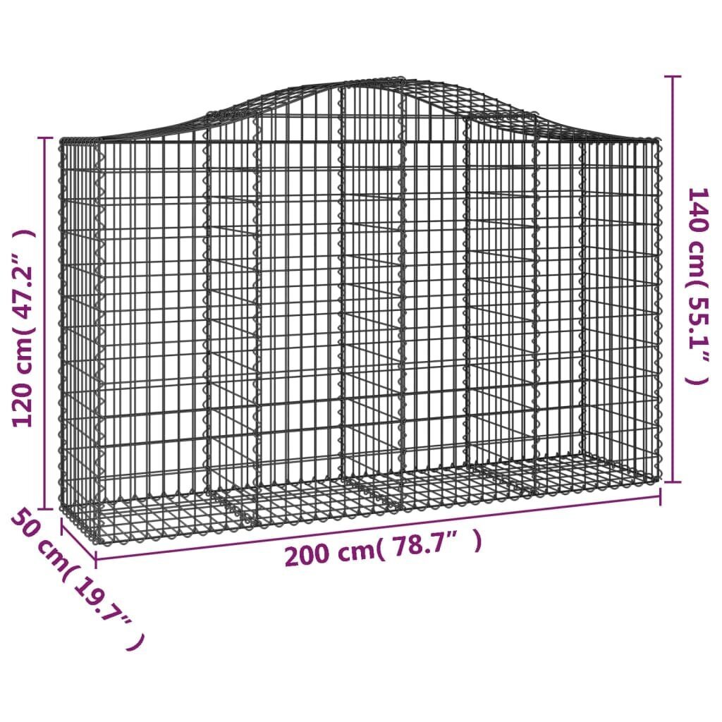 vidaXL kaarekujulised gabioonkorvid 3 tk, 200x50x120/140 cm, raud hind ja info | Aiad ja tarvikud | kaup24.ee