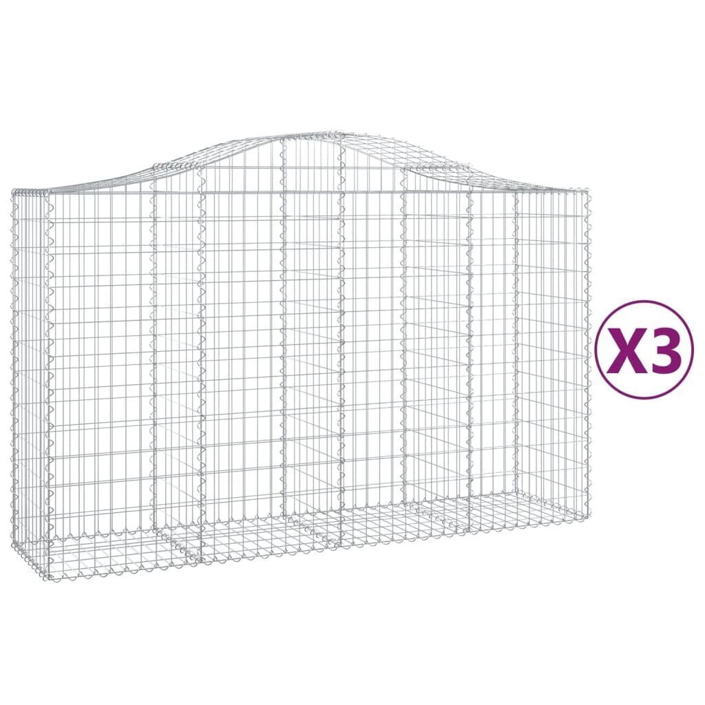 vidaXL kaarekujulised gabioonkorvid 3 tk, 200x50x120/140 cm, raud hind ja info | Aiad ja tarvikud | kaup24.ee