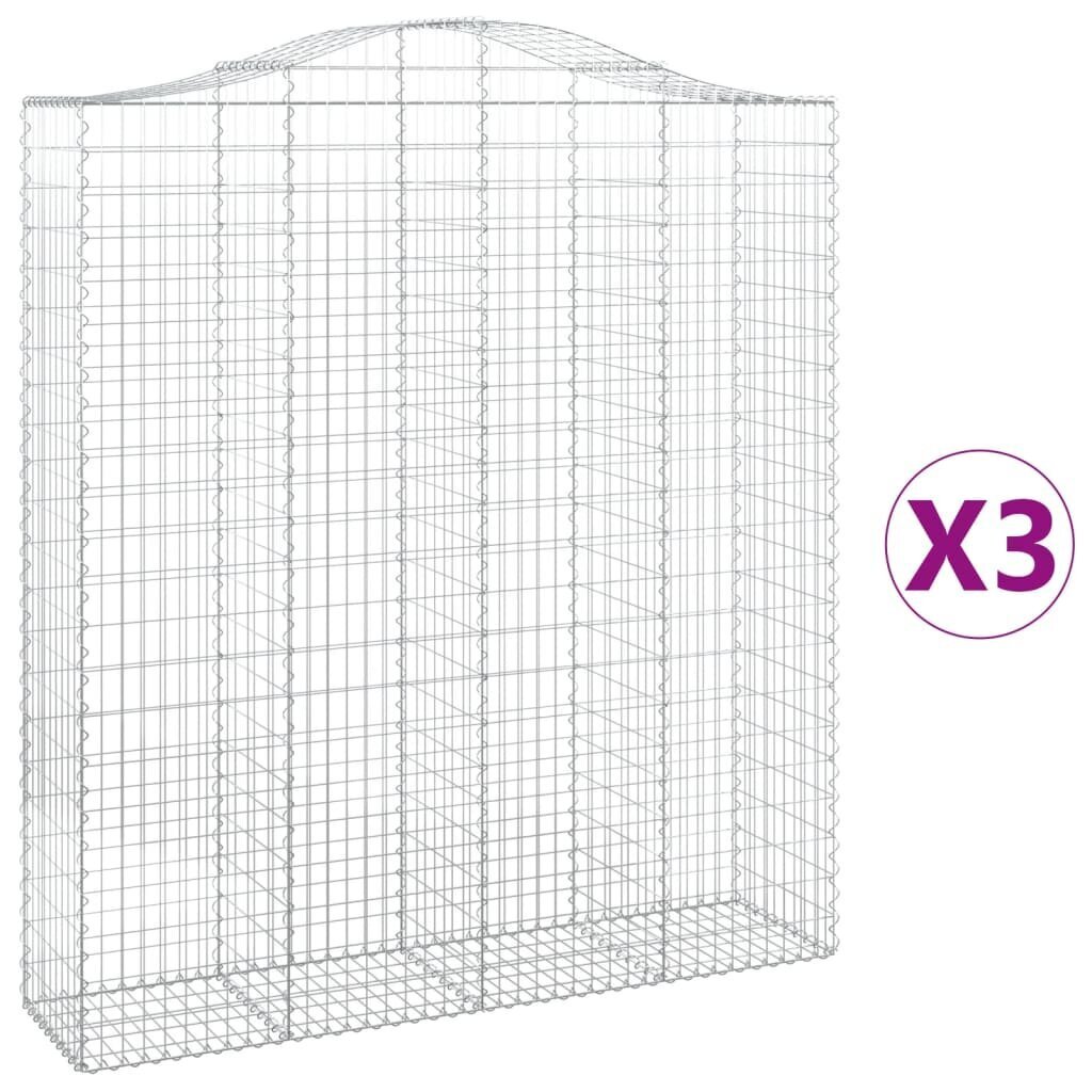 vidaXL kaarekujulised gabioonkorvid 3 tk, 200x50x220/240 cm, raud hind ja info | Aiad ja tarvikud | kaup24.ee