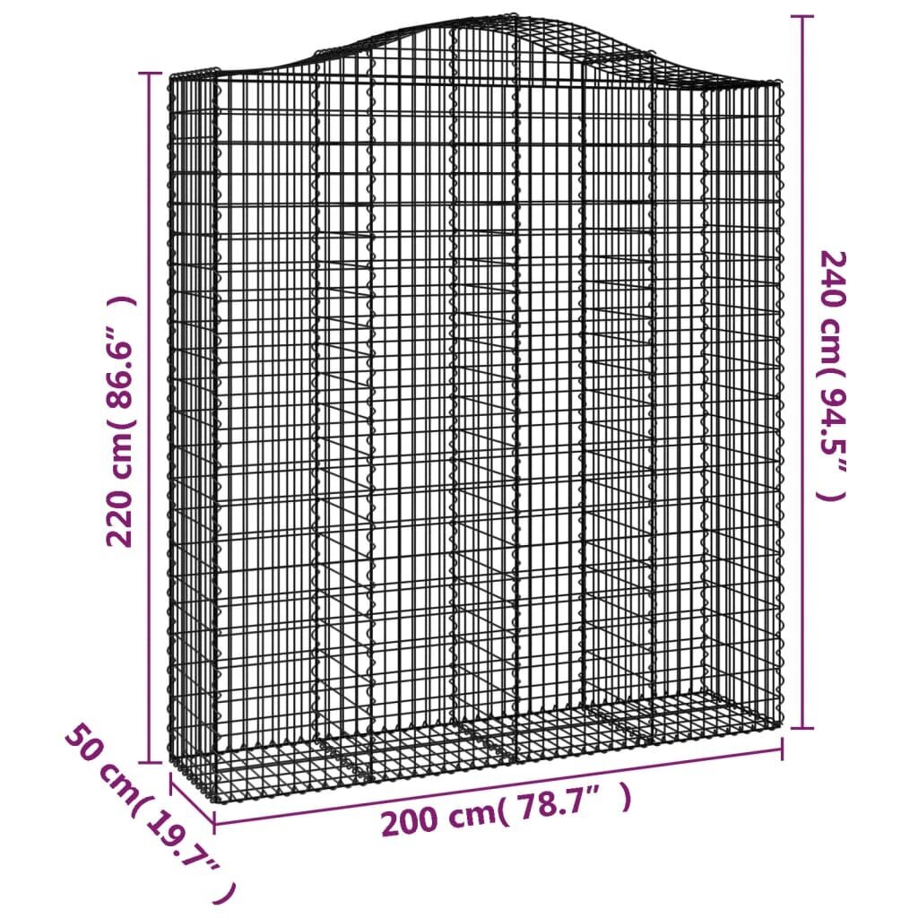 vidaXL kaarekujulised gabioonkorvid 3 tk, 200x50x220/240 cm, raud hind ja info | Aiad ja tarvikud | kaup24.ee