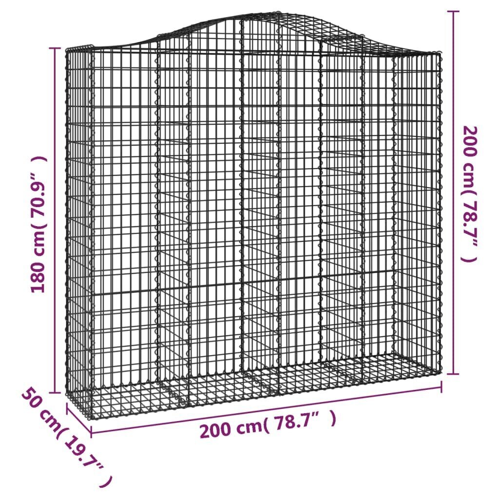 vidaXL kaarekujulised gabioonkorvid 3 tk, 200x50x180/200 cm, raud hind ja info | Aiad ja tarvikud | kaup24.ee