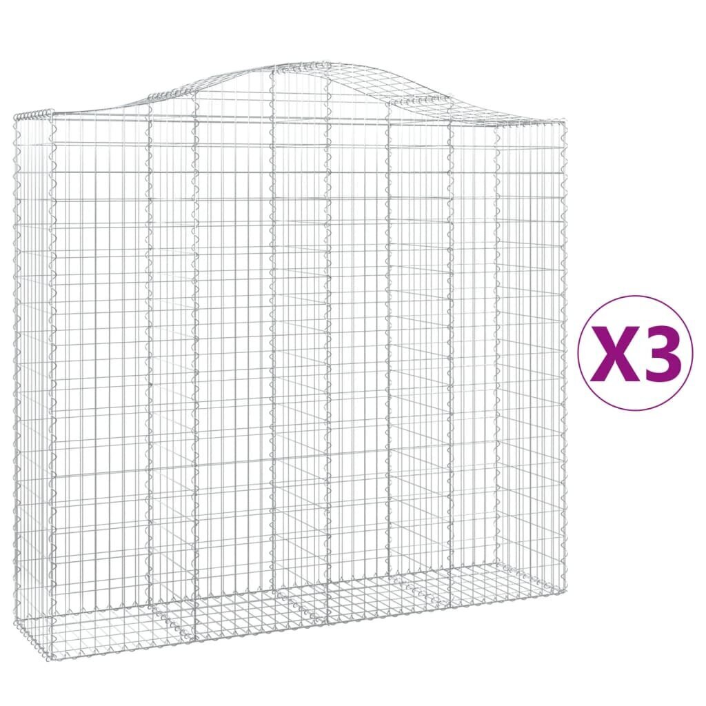 vidaXL kaarekujulised gabioonkorvid 3 tk, 200x50x180/200 cm, raud hind ja info | Aiad ja tarvikud | kaup24.ee