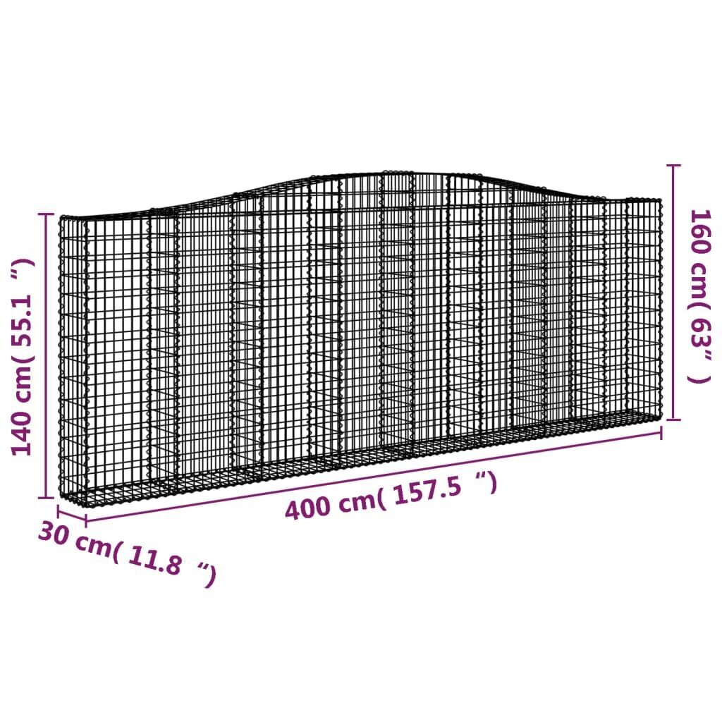 vidaXL kaarekujulised gabioonkorvid 7 tk, 400x30x140/160 cm, raud hind ja info | Aiad ja tarvikud | kaup24.ee