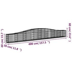 vidaXL kaarekujulised gabioonkorvid 3 tk, 400x30x40/60 cm, raud hind ja info | Aiad ja tarvikud | kaup24.ee