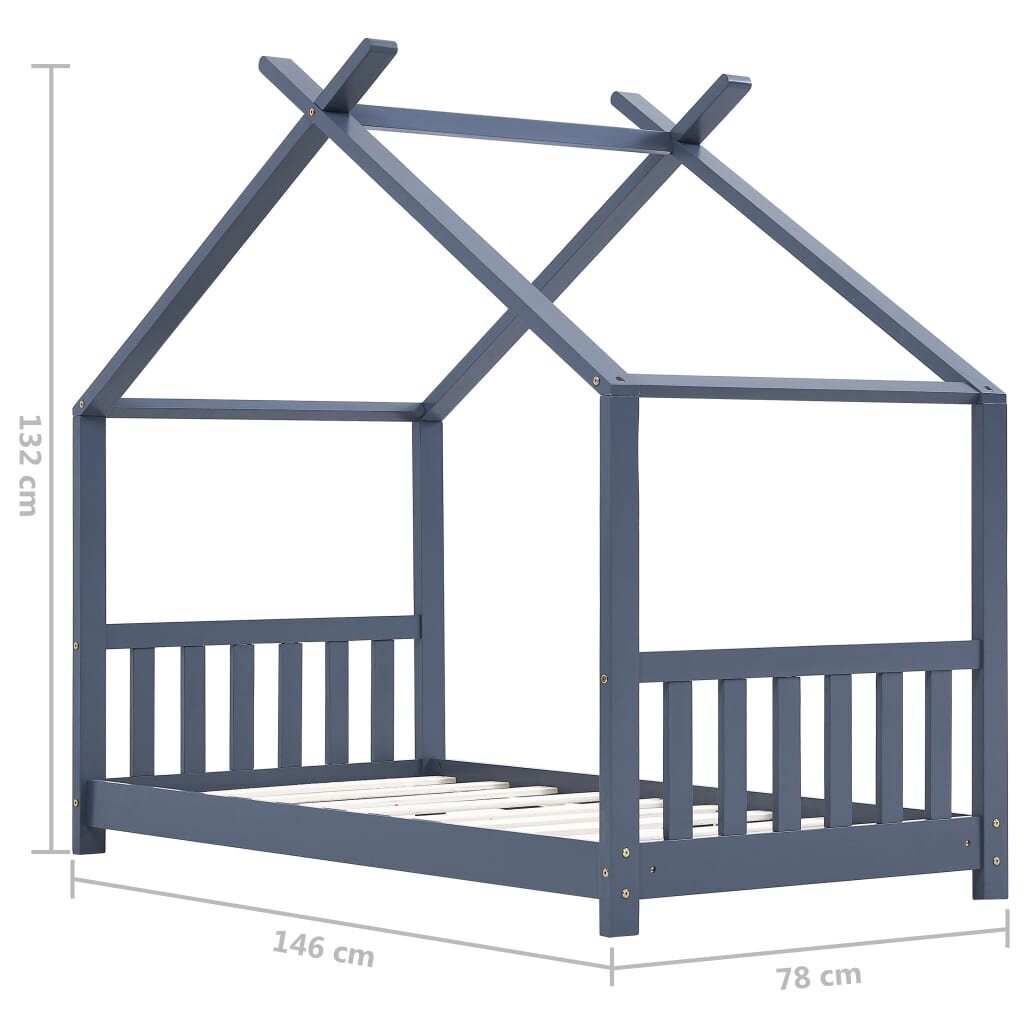 vidaXL lastevoodi raam, hall, männipuit, 70 x 140 cm цена и информация | Lastevoodid | kaup24.ee