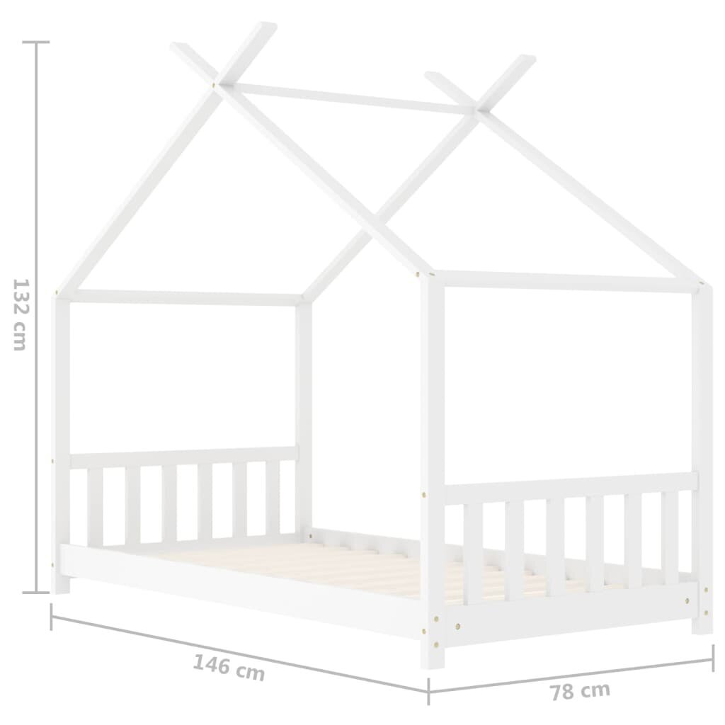 vidaXL lastevoodi raam valge, männipuit, 70 x 140 cm hind ja info | Lastevoodid | kaup24.ee