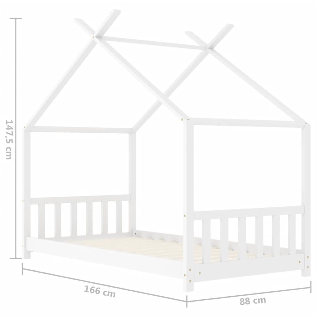 vidaXL lastevoodi raam, valge, männipuit, 80 x 160 cm hind ja info | Lastevoodid | kaup24.ee