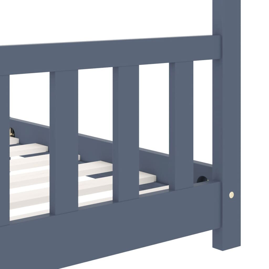 vidaXL laste voodiraam, hall, tugevast männipuidust, 90 x 200 cm hind ja info | Lastevoodid | kaup24.ee