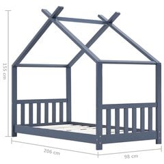 vidaXL laste voodiraam, hall, tugevast männipuidust, 90 x 200 cm hind ja info | Lastevoodid | kaup24.ee