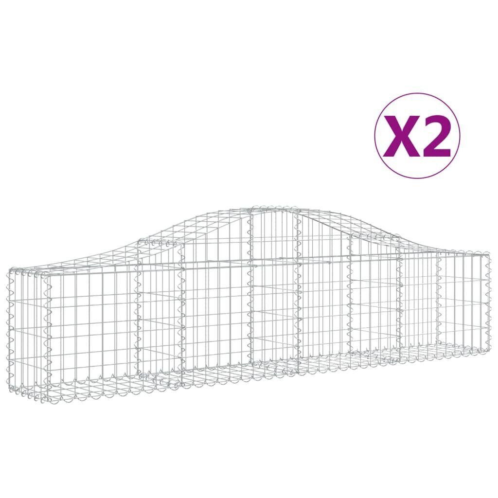 vidaXL kaarekujulised gabioonkorvid 2 tk, 200x30x40/60 cm, raud цена и информация | Aiad ja tarvikud | kaup24.ee