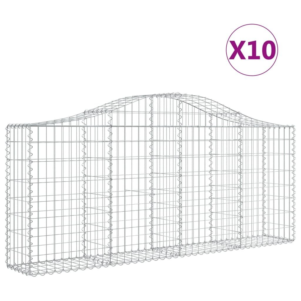 vidaXL kaarekujulised gabioonkorvid 10 tk, 200x30x80/100 cm, raud hind ja info | Aiad ja tarvikud | kaup24.ee