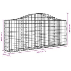 vidaXL kaarekujulised gabioonkorvid 10 tk, 200x30x80/100 cm, raud цена и информация | Заборы и принадлежности к ним | kaup24.ee