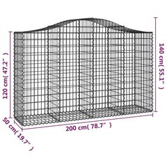 vidaXL kaarekujulised gabioonkorvid 7 tk, 200x50x120/140 cm, raud hind ja info | Aiad ja tarvikud | kaup24.ee