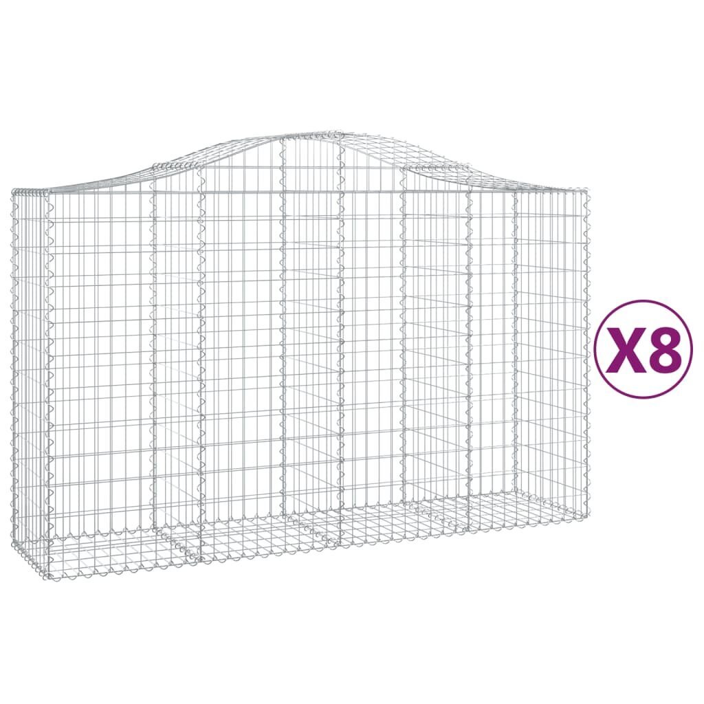 vidaXL kaarekujulised gabioonkorvid 8 tk, 200x50x120/140 cm, raud цена и информация | Aiad ja tarvikud | kaup24.ee