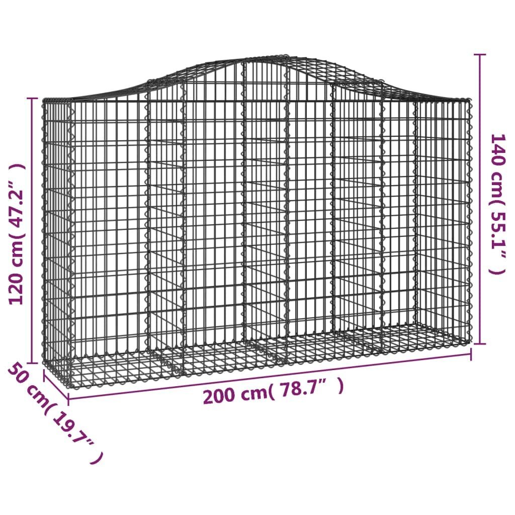 vidaXL kaarekujulised gabioonkorvid 8 tk, 200x50x120/140 cm, raud цена и информация | Aiad ja tarvikud | kaup24.ee