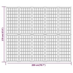 vidaXL kokkupandav 5 paneeliga sirm, Jaapani stiil, 200 x 170cm, valge hind ja info | Sirmid ja vaheseinad | kaup24.ee