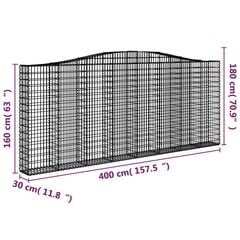 vidaXL kaarekujulised gabioonkorvid 4 tk, 400x30x160/180 cm, raud hind ja info | Aiad ja tarvikud | kaup24.ee