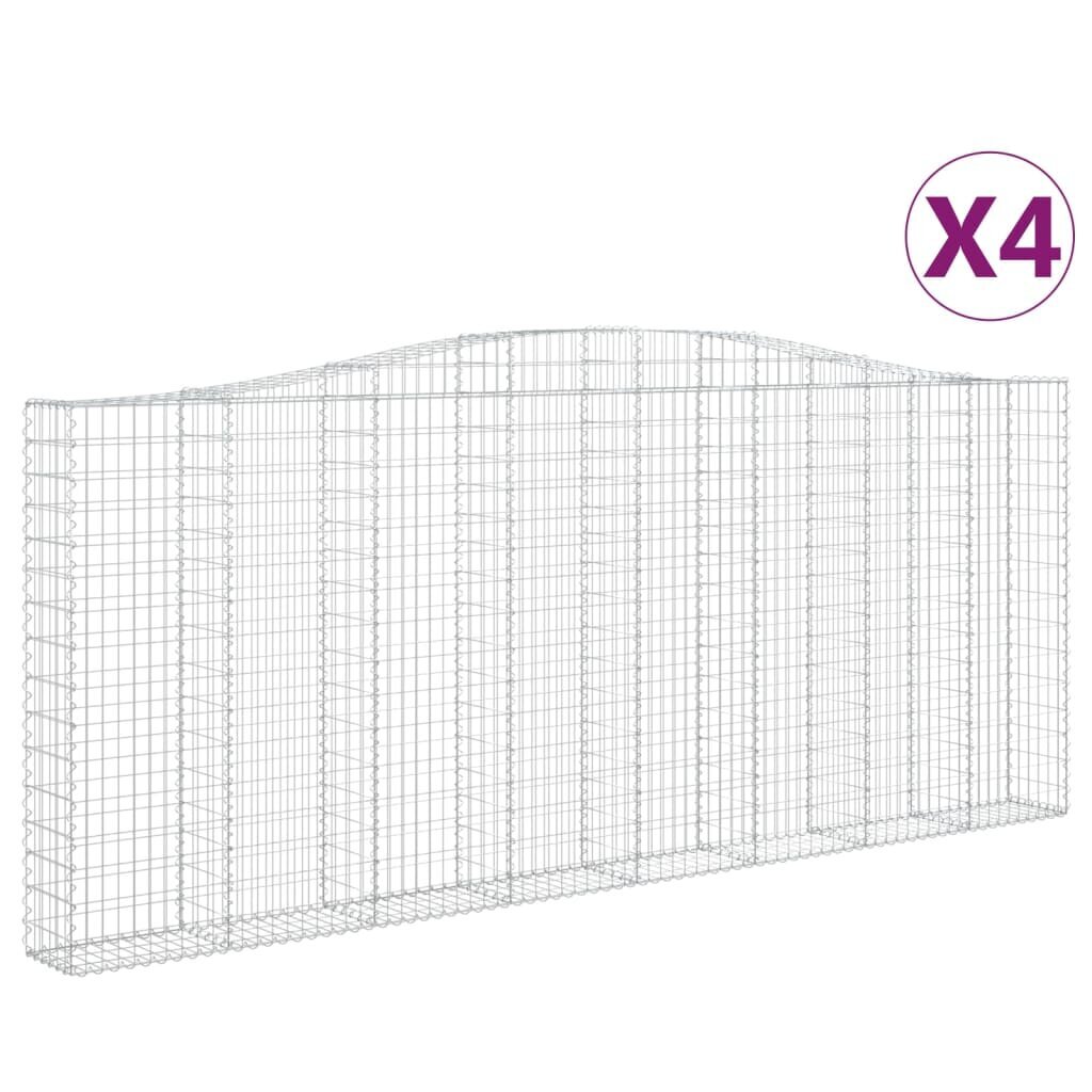 vidaXL kaarekujulised gabioonkorvid 4 tk, 400x30x160/180 cm, raud цена и информация | Aiad ja tarvikud | kaup24.ee