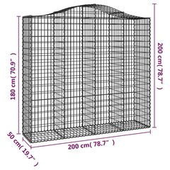 vidaXL kaarekujulised gabioonkorvid 7 tk, 200x50x180/200 cm, raud hind ja info | Aiad ja tarvikud | kaup24.ee