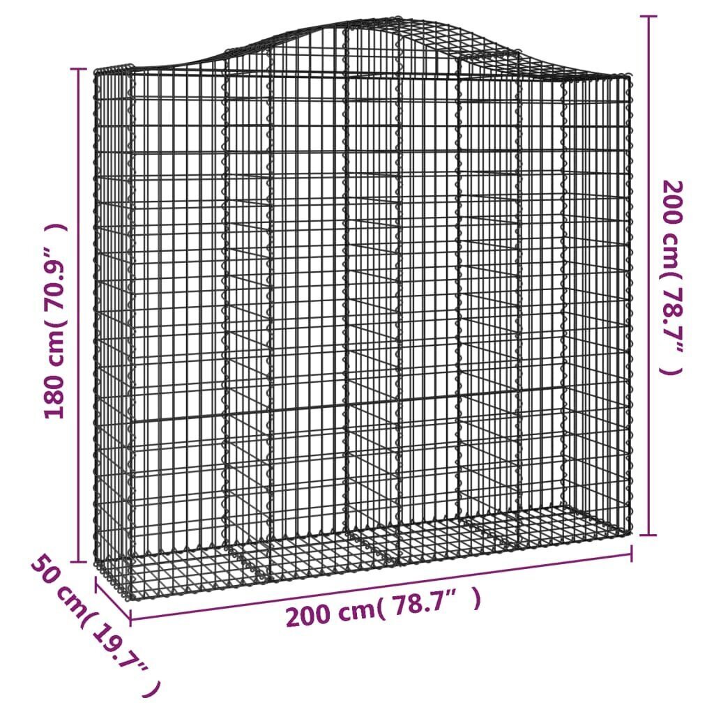 vidaXL kaarekujulised gabioonkorvid 7 tk, 200x50x180/200 cm, raud hind ja info | Aiad ja tarvikud | kaup24.ee