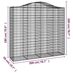 vidaXL kaarekujulised gabioonkorvid 9 tk, 200x50x180/200 cm, raud hind ja info | Aiad ja tarvikud | kaup24.ee