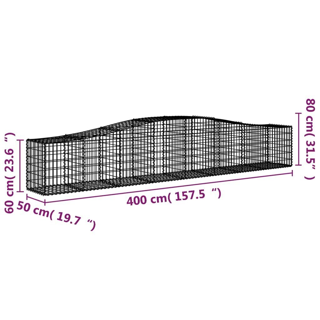 vidaXL kaarekujulised gabioonkorvid 7 tk, 400x50x60/80 cm, raud hind ja info | Aiad ja tarvikud | kaup24.ee