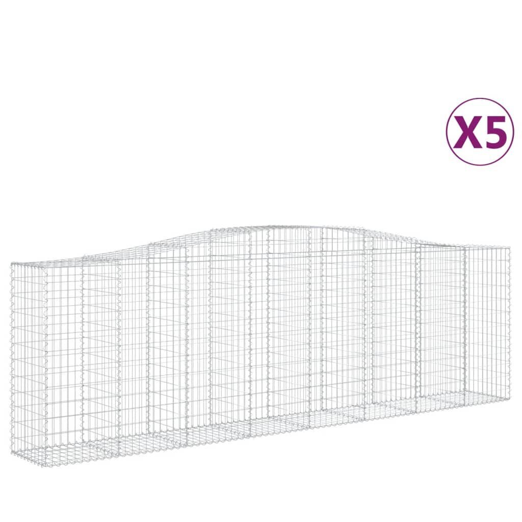 vidaXL kaarekujulised gabioonkorvid 5 tk, 400x50x120/140 cm, raud цена и информация | Aiad ja tarvikud | kaup24.ee