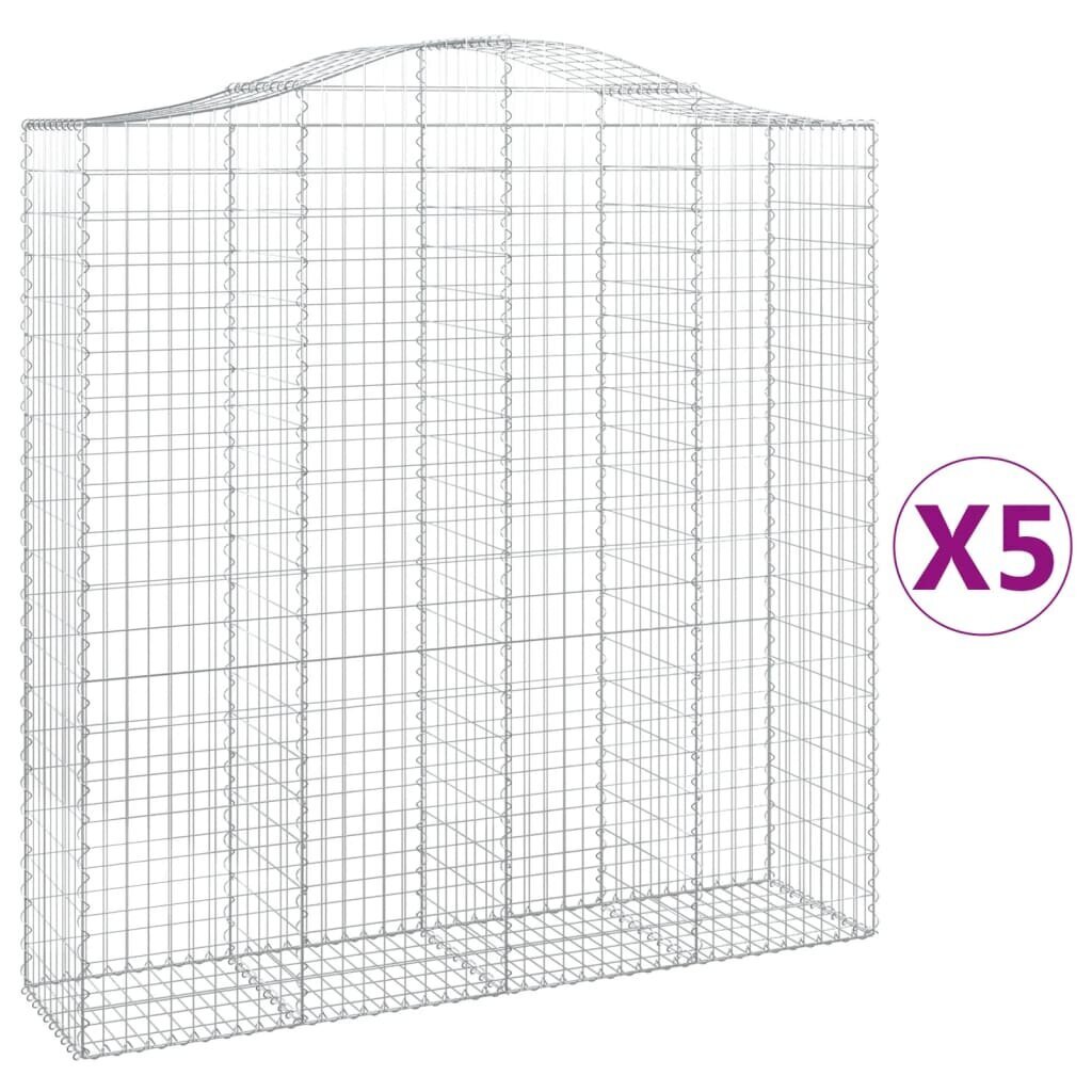 vidaXL kaarekujulised gabioonkorvid 5 tk, 200x50x200/220 cm, raud hind ja info | Aiad ja tarvikud | kaup24.ee