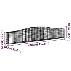 vidaXL kaarekujulised gabioonkorvid 9 tk, 400x30x60/80 cm, raud цена и информация | Заборы и принадлежности к ним | kaup24.ee