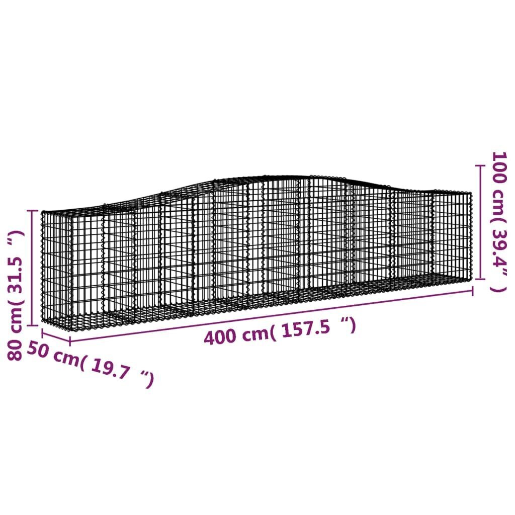vidaXL kaarekujulised gabioonkorvid 5 tk, 400x50x80/100 cm, raud hind ja info | Aiad ja tarvikud | kaup24.ee