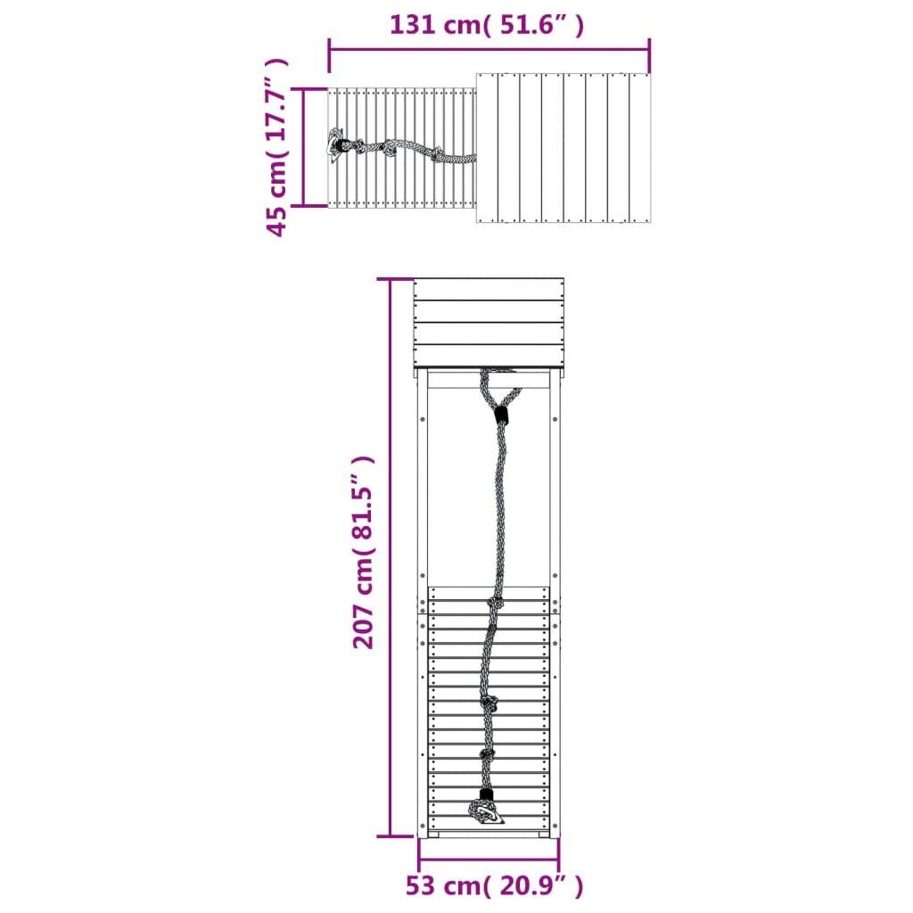 vidaXL mängumaja ronimisseinaga, immutatud männipuit цена и информация | Vabaõhumängud | kaup24.ee