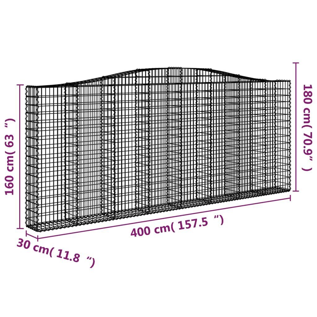 vidaXL kaarekujulised gabioonkorvid 2 tk, 400x30x160/180 cm, raud hind ja info | Aiad ja tarvikud | kaup24.ee