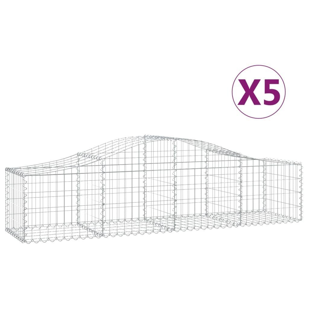 vidaXL kaarekujulised gabioonkorvid 5 tk, 200x50x40/60 cm, raud hind ja info | Aiad ja tarvikud | kaup24.ee