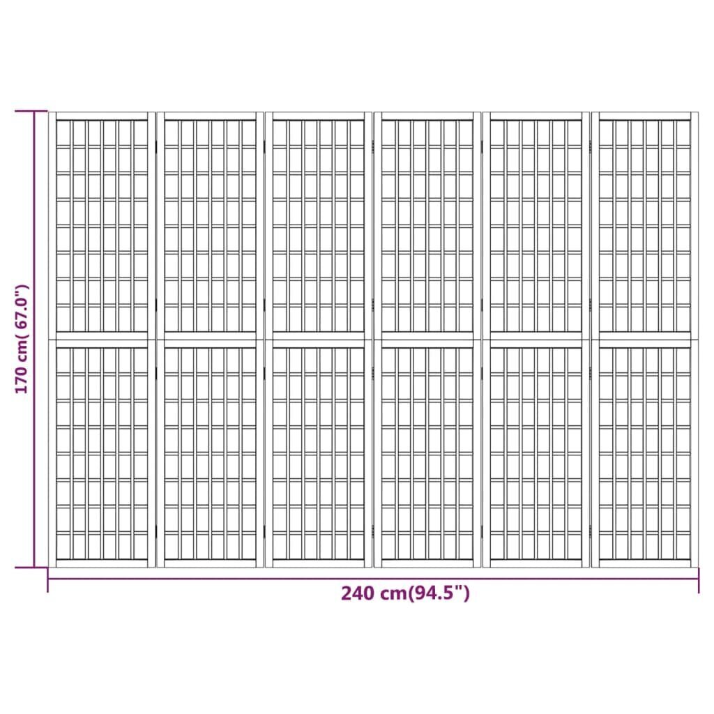 vidaXL kokkupandav 6 paneeliga sirm, Jaapani stiil, 240 x 170 cm hind ja info | Sirmid ja vaheseinad | kaup24.ee