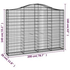 vidaXL kaarekujulised gabioonkorvid 20 tk, 200x30x140/160 cm, raud hind ja info | Aiad ja tarvikud | kaup24.ee